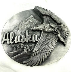 VTG Mens Siskiyou Buckle Co Alaska Bald Eagle Belt Buckle Pewter Americana Lot27