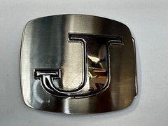Custom Initial Letter J Silver Tone Outlined Reflective Men Women Belt Buckle