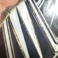 Vintage Southwestern Style Sterling Silver Belt Buckle Stamed B Black white Art