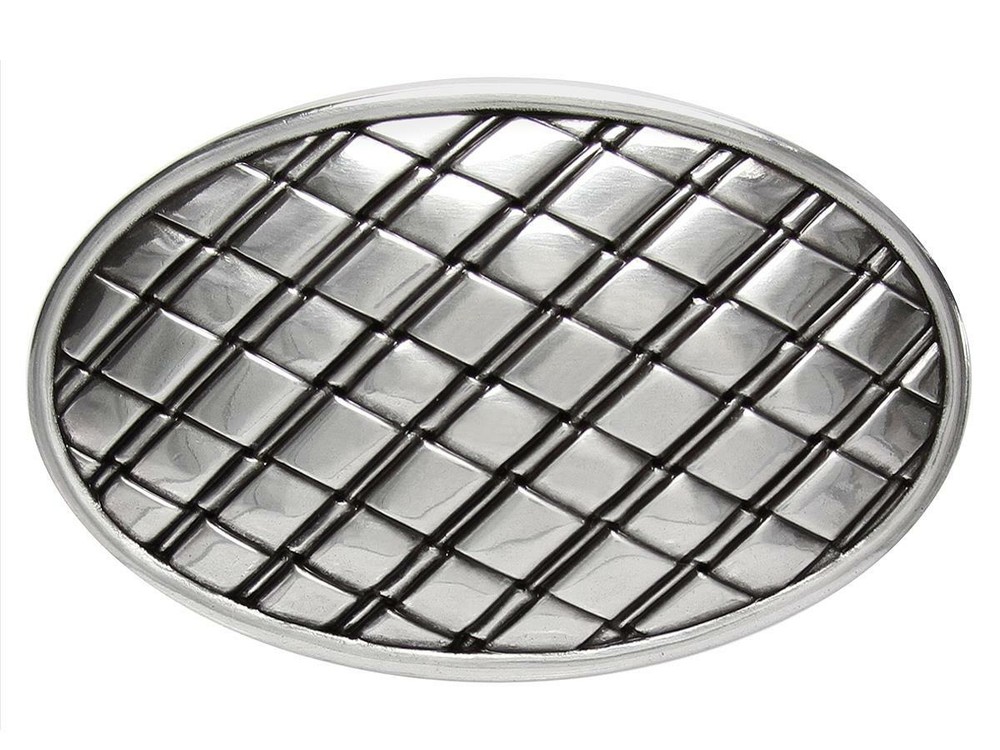 Unique Oval Buckle Antique Silver Engraved Basket Weave Belt Buckle