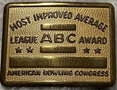 Vintage 1977 American Bowling Congress Belt Buckle Most Improved Average Award