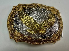 Western American Pride USA Bald Eagle Majestic Flying Two Tone Belt Buckle