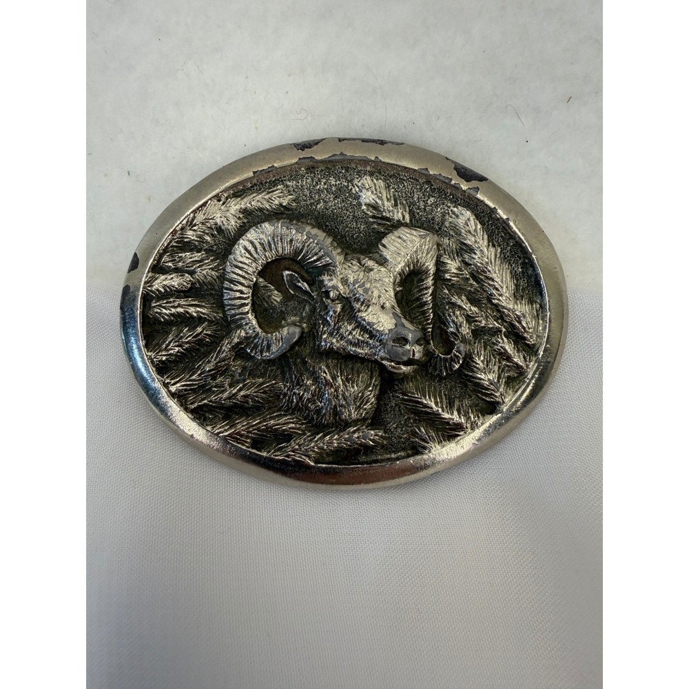 Vintage 1981 Ultra Ent Rocky Mountain Bighorn Sheep Belt Buckle Paula Freed Ram
