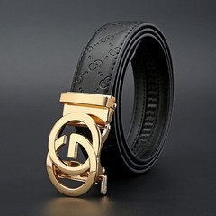 Men&rsquo;s-GO-Belt-Leather-Ring Design-Auto Buckle- Avail in Gold, Silver and Gray