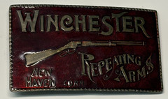 WINCHESTER REPEATING ARMS NEW HAVEN CONN Belt Buckle Great American Buckle RED