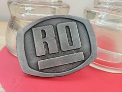 Vintage RO Belt Buckle Silver Pewter Look
