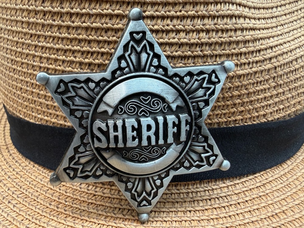 Antiqued Silver Sheriff Star Belt Buckle