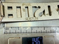 HUSTLER Block Letter Word Statement Cutout Silver Color WIDE Belt Buckle