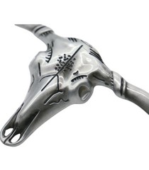 Unisex Belt Buckle Fashion Dark Silver Metal Bull Texas Long Horn Skull z092
