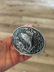 Western Fish Belt Buckle Angler Trout Salmon Silver Bronze Cowboy Style