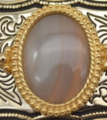 Polished Agate Gold Colored Belt Buckle with Gift Box Made in the USA