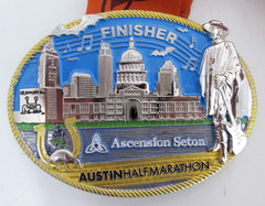 2019 Austin Half Marathon Belt Buckle w Lanyard Ribbon Running Texas Finisher
