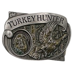 Vintage 1994 Brew City Collectibles The Turkey Hunter Belt Buckle Silver Tone