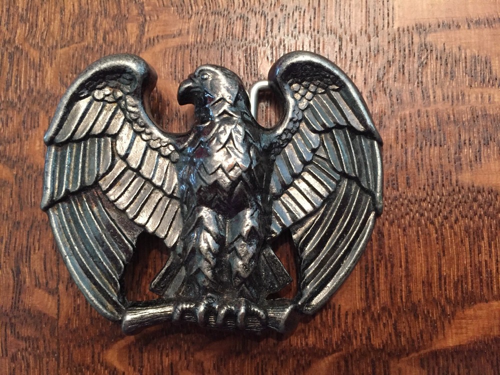 Vintage 80s AVON Perched Eagle Thick Metal Belt Buckle