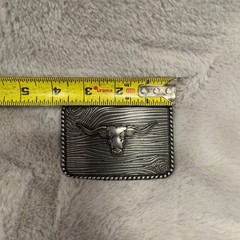 Western Cowboy Longhorn Bull Skull Belt Buckle Silver Tone Mens Womens