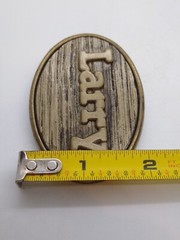 Vintage Oden ~ Brass Tone « Larry » Personalized Belt Buckle – Oval Retro Style
