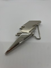 Buckle-Back Silver Lightning Bolt Western Metal Belt Buckle 5 in long.