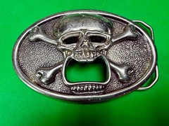Creepy Skull Cross Bones Cosplay Gothic Punk Belt Buckle with Bottle Opener