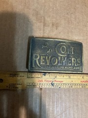 Used Metal Alloy Colt Trade Mark Revolvers The World’s Right Arm Belt Buckle