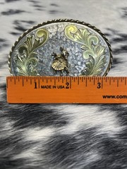 Men&rsquo;s W USA Square-Dancing Western 2-Tone Oval Belt Buckle (RF1064)