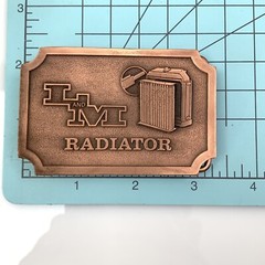 Vtg Advertising L & M Radiator High Relief Belt Buckle Hit Line