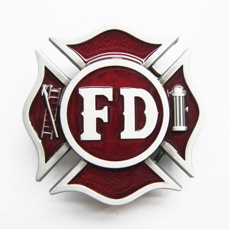 BRAND NEW FIRE FIGHTER FIREMAN RED LOGO BELT BUCKLE!!