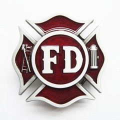 BRAND NEW FIRE FIGHTER FIREMAN RED LOGO BELT BUCKLE!!