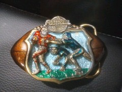 The Great American Belt Buckle Co 1982 Football Serialized solid Brass Enameled
