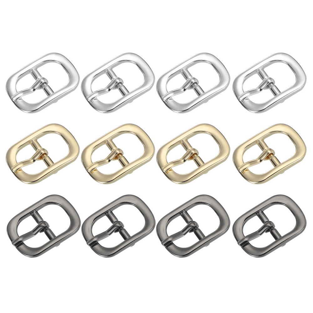 12Pcs 0.5&Prime; Single Prong Metal Roller Pin Belt Buckles Black/Silver/Light Gold