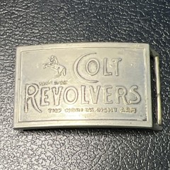 Colt Revolvers Vintage Silver Metal Western Belt Buckle Rectangular Logo