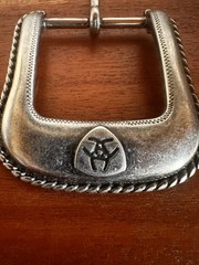 Vintage Ariat Western rope style Belt Buckle Silver Toned Rope Edge 2006