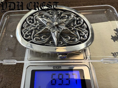 Gothic Star Belt Buckle Silver Tone Ornate Oval Biker 2.4oz【DDKRO】