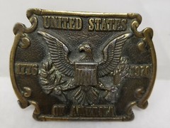 Antique Style Modern Pot Metal Bronze Imitation Bicentennial Belt Buckle As Is