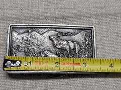 1970s vintage USA made INJURED ELK belt buckle BRASS heavy WESTERN deer nature