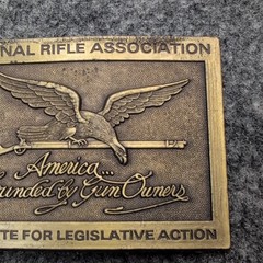VINTAGE National Rifle Association NRA Belt Buckle America Founded By Gun Owners