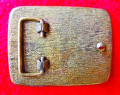 WESTERN STYLE HEAVY BRASS BELT BUCKLE WITH GOLD RHINESTONES