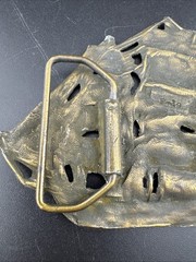 Vintage Brass Bronze Tone Metal Galleon Ship Clipper Nautical Belt Buckle Large