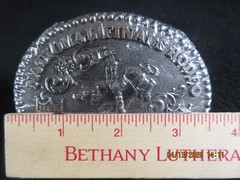 Hesston Vintage Rodeo Belt Buckle 1988 METAL Original Wrap National Finals 4×3