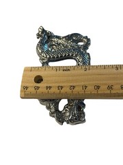 DRAGON FIRE FLAME BREATHING SOLID BRASS CHROME PLATED BARON BELT BUCKLE 1981