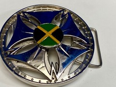 Spinning Moving Round Wheel Green Black Yellow Flag? Color Belt Buckle