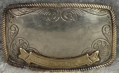 Vtg Silver Tone Rope Border 3-1/4 x 2-1/4 Belt Buckle Fits 1.5&Prime; Belt