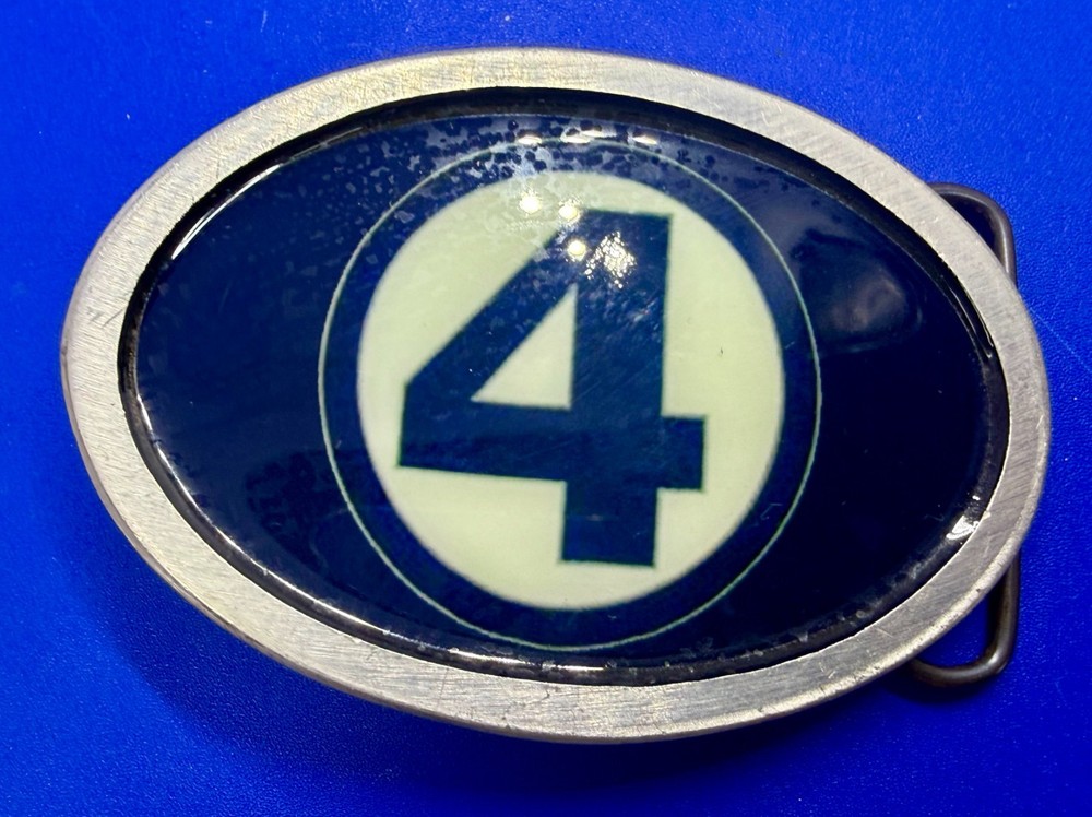 4 Ball Number Channel 4 News? Vintage Custom Enameled Belt Buckle