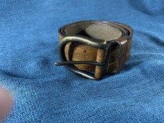 Fossil Belt Hammered Design With Metal Studs Brass Buckle Size Medium