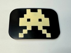 Video Game Arcade Icon Character Black & White Pixilated Pattern Belt Buckle