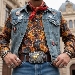 New Men Belt Buckle Dark Silver Metal Cowboy Western Rodeo Cowboy Gold Bull