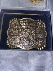 Vintage Montana Silversmiths Belt Buckle Mens Wrangler NFR 2003 Las Vegas PRCA