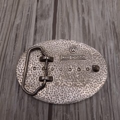 Eagle Belt Buckle Mens One Size Black Silver Oval Western Rope Edge Made USA