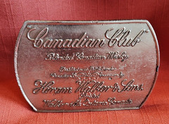 VTG Rectangle Canadian Club Whisky Belt Buckle Silver Toned Fits 1.5&Prime; Belt