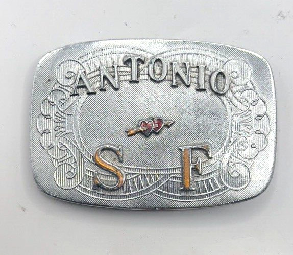 VINTAGE HOOK-FAST PERSONALIZED  » ANTONIO S F&rsquo; BELT BUCKLE