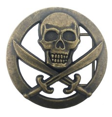 Danger Sign Halloween Costume Men Women Skull Belt Buckle Crossed Bones Pirate